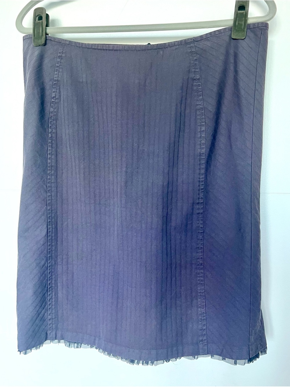 Tara Jarmon Paris Gray/Blue Godet Flared Trumpet Skirt Mesh Trim FR 44 US 10